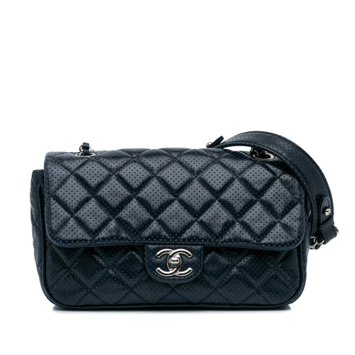 Blue Chanel Perforated Classic Mini Rectangular Flap Shoulder Bag