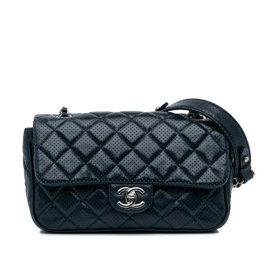 Blue Chanel Perforated Classic Mini Rectangular Flap Shoulder Bag