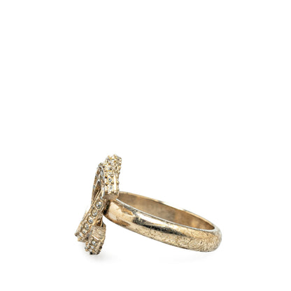 Gold Chanel Gold Plated CC Rhinestone Ring