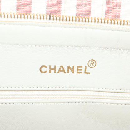 CHANEL Matelasse Chain Shoulder Bag Canvas White Red CC 69059SA