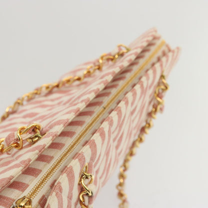 CHANEL Matelasse Chain Shoulder Bag Canvas White Red CC 69059SA
