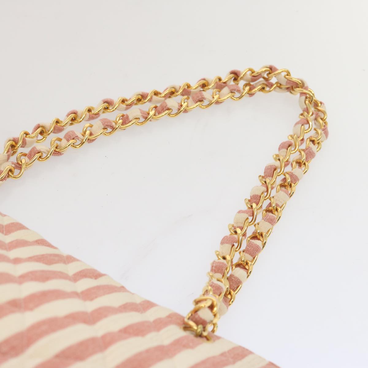 CHANEL Matelasse Chain Shoulder Bag Canvas White Red CC 69059SA