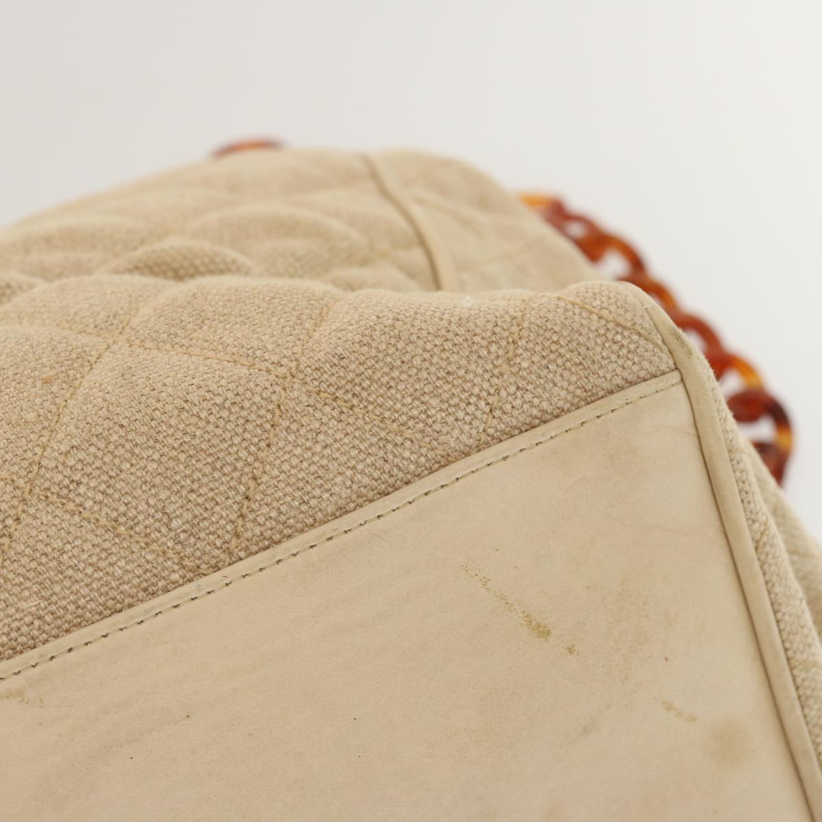 CHANEL Tote Bag Canvas Beige CC 69969