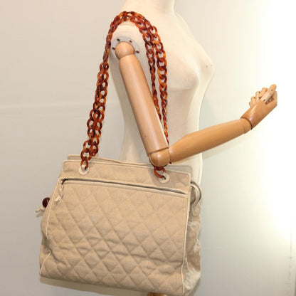 CHANEL Tote Bag Canvas Beige CC 69969