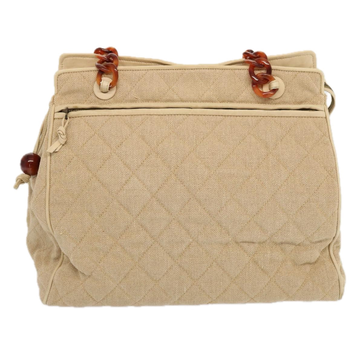 CHANEL Tote Bag Canvas Beige CC 69969