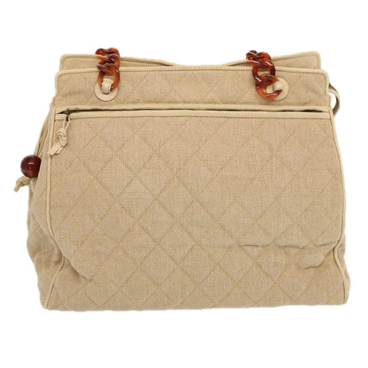 CHANEL Tote Bag Canvas Beige CC 69969