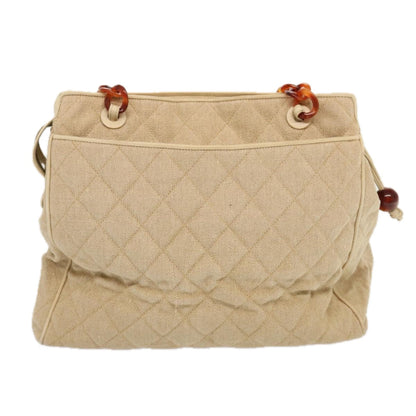 CHANEL Tote Bag Canvas Beige CC 69969