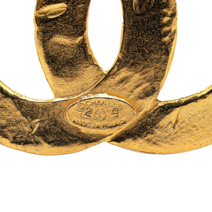 Gold Chanel Gold Plated CC Brooch