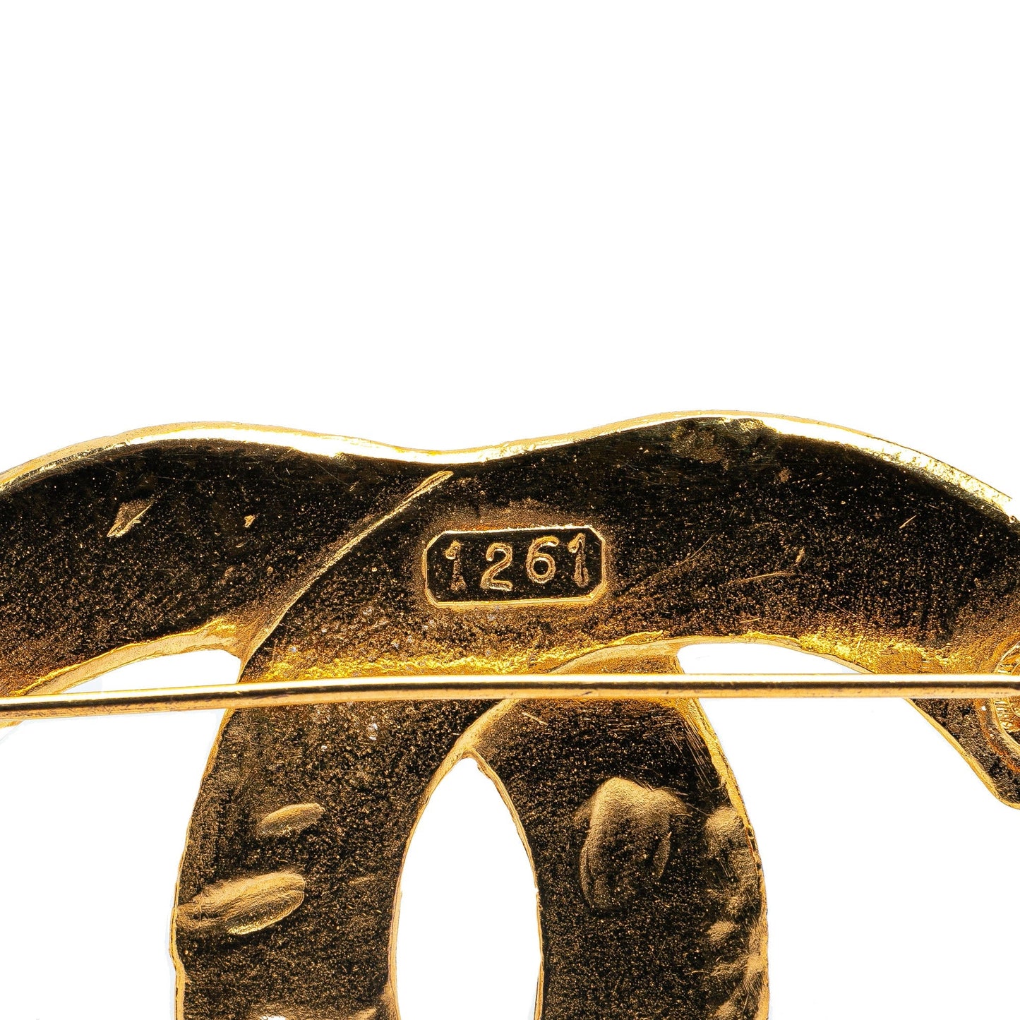 Gold Chanel Gold Plated CC Brooch