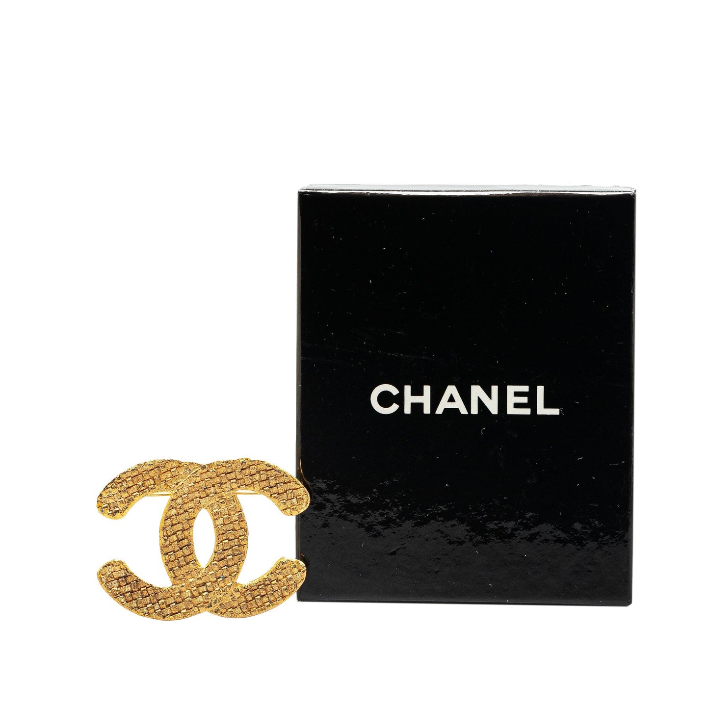 Gold Chanel Gold Plated CC Brooch