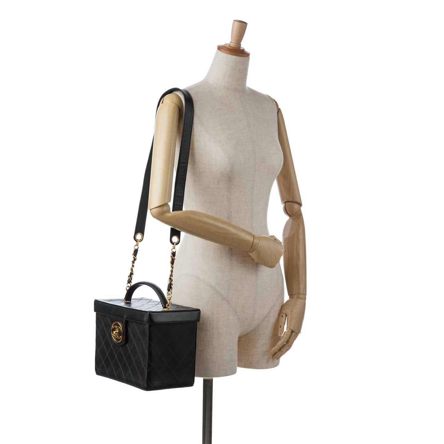 Black Chanel Matelasse Lambskin Vanity Bag