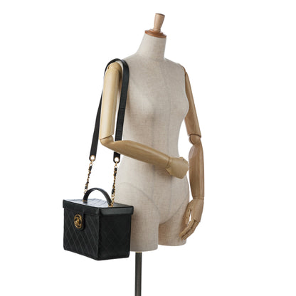 Black Chanel Matelasse Lambskin Vanity Bag
