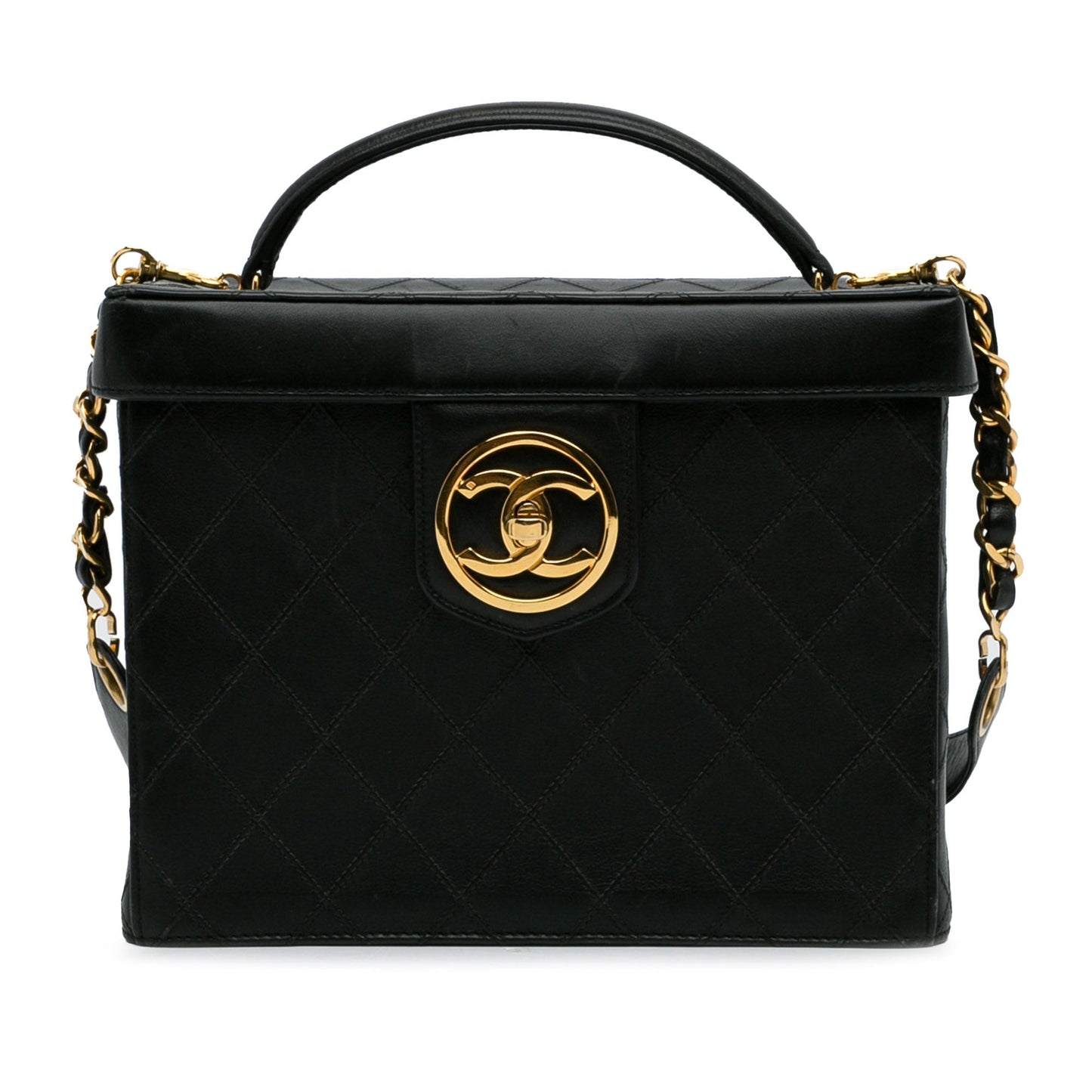 Black Chanel Matelasse Lambskin Vanity Bag