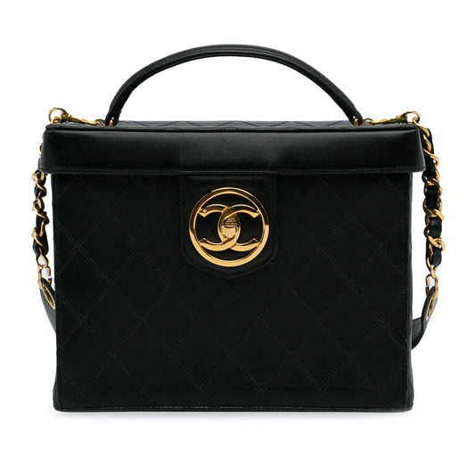 Black Chanel Matelasse Lambskin Vanity Bag