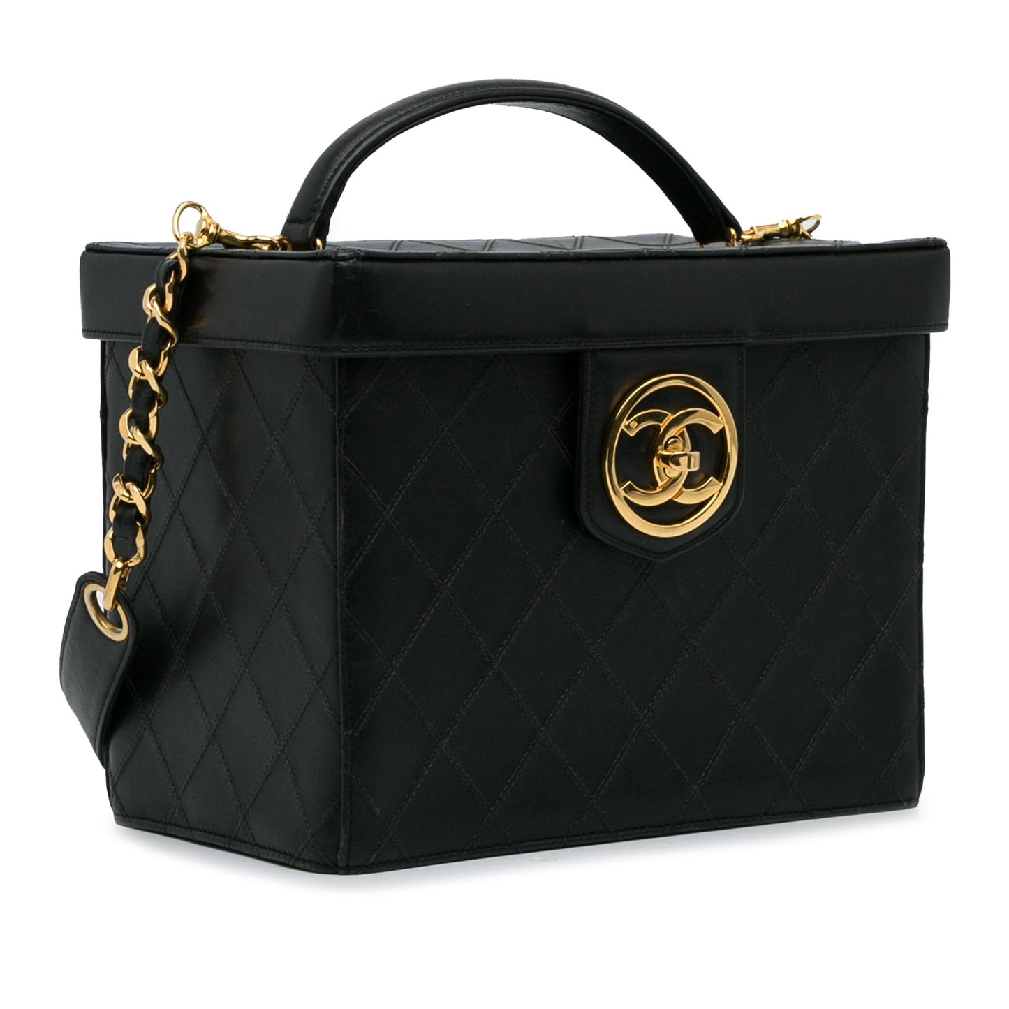 Black Chanel Matelasse Lambskin Vanity Bag