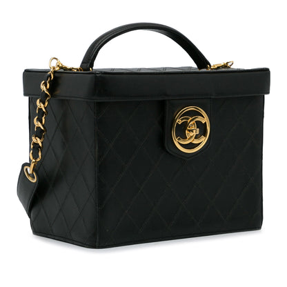 Black Chanel Matelasse Lambskin Vanity Bag