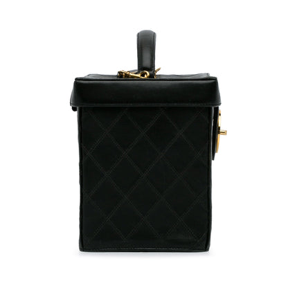 Black Chanel Matelasse Lambskin Vanity Bag