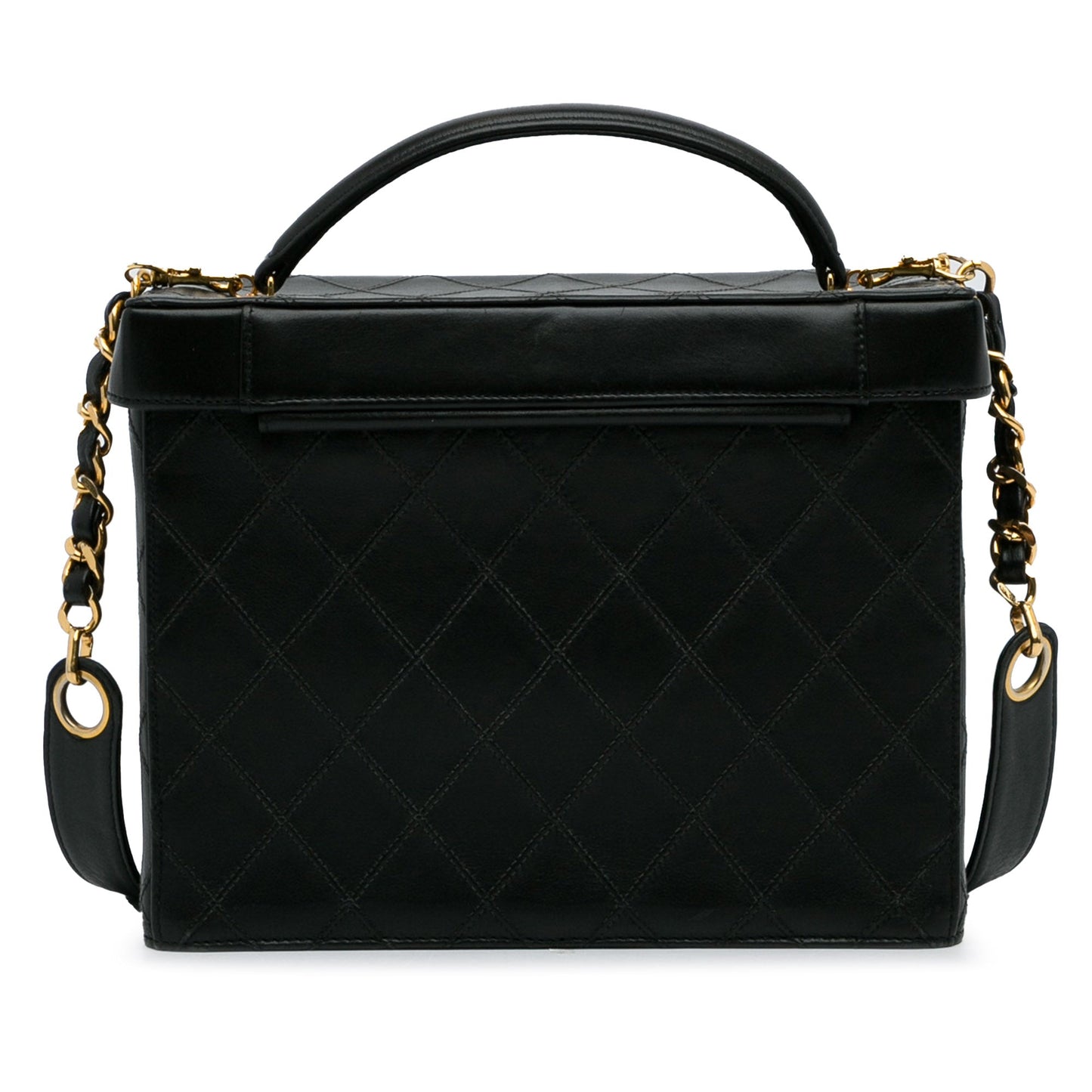 Black Chanel Matelasse Lambskin Vanity Bag