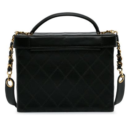 Black Chanel Matelasse Lambskin Vanity Bag