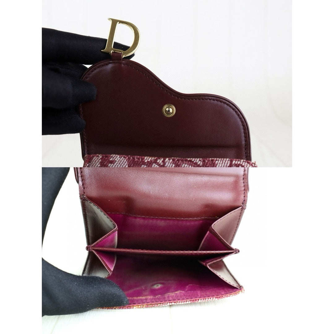 Fair ( Rank B )  Dior Trotter Trifold Wallet RedH24112503