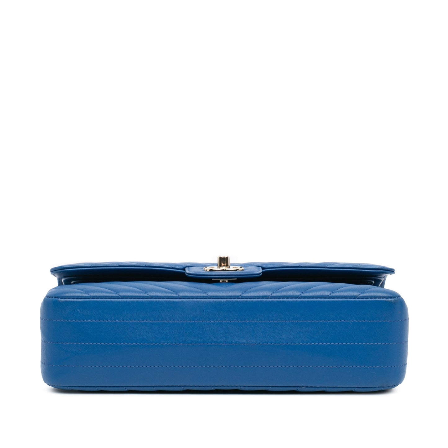 Blue Chanel Medium Classic Chevron Lambskin Double Flap Shoulder Bag