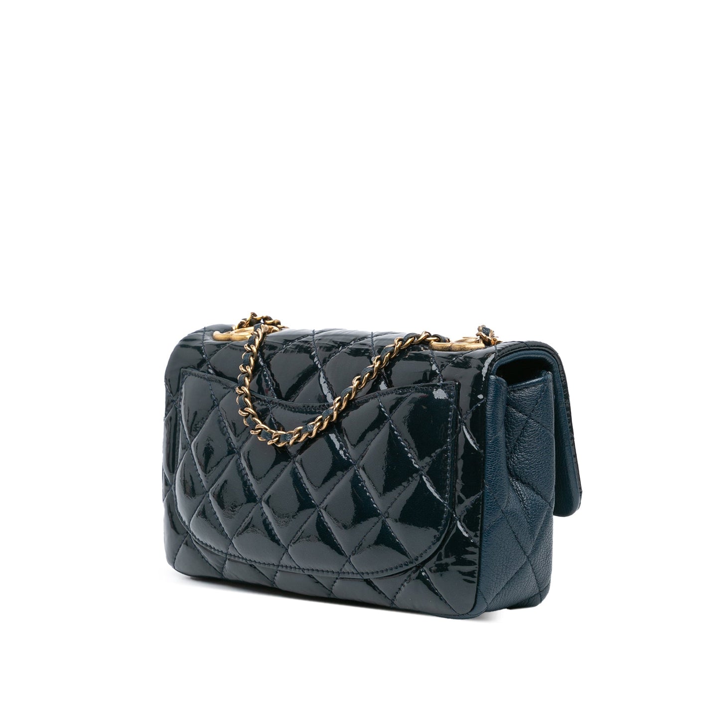 Blue Chanel Paris-Salzburg Small Patent and Goatskin CC Eyelet Flap Crossbody Bag