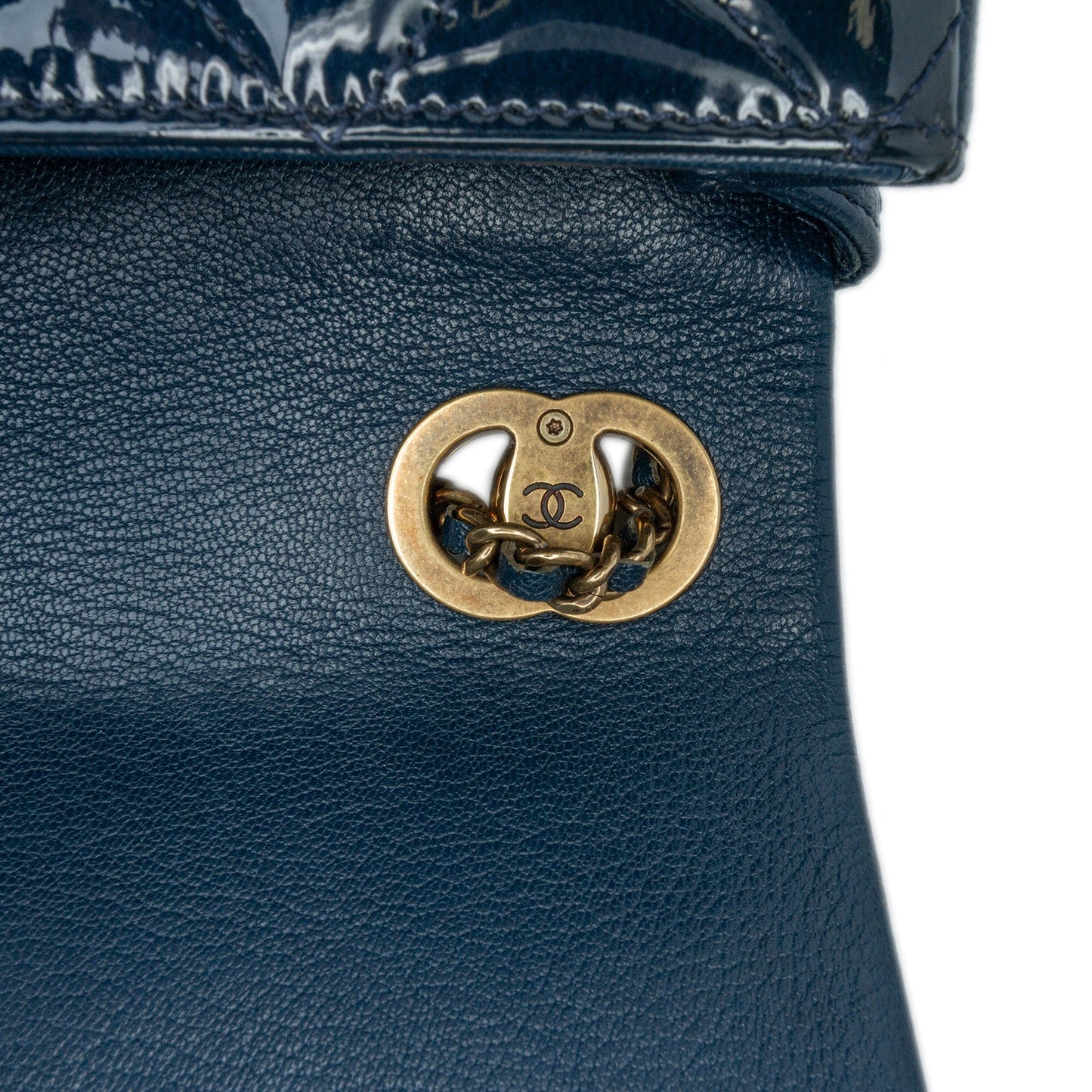 Blue Chanel Paris-Salzburg Small Patent and Goatskin CC Eyelet Flap Crossbody Bag