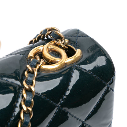 Blue Chanel Paris-Salzburg Small Patent and Goatskin CC Eyelet Flap Crossbody Bag