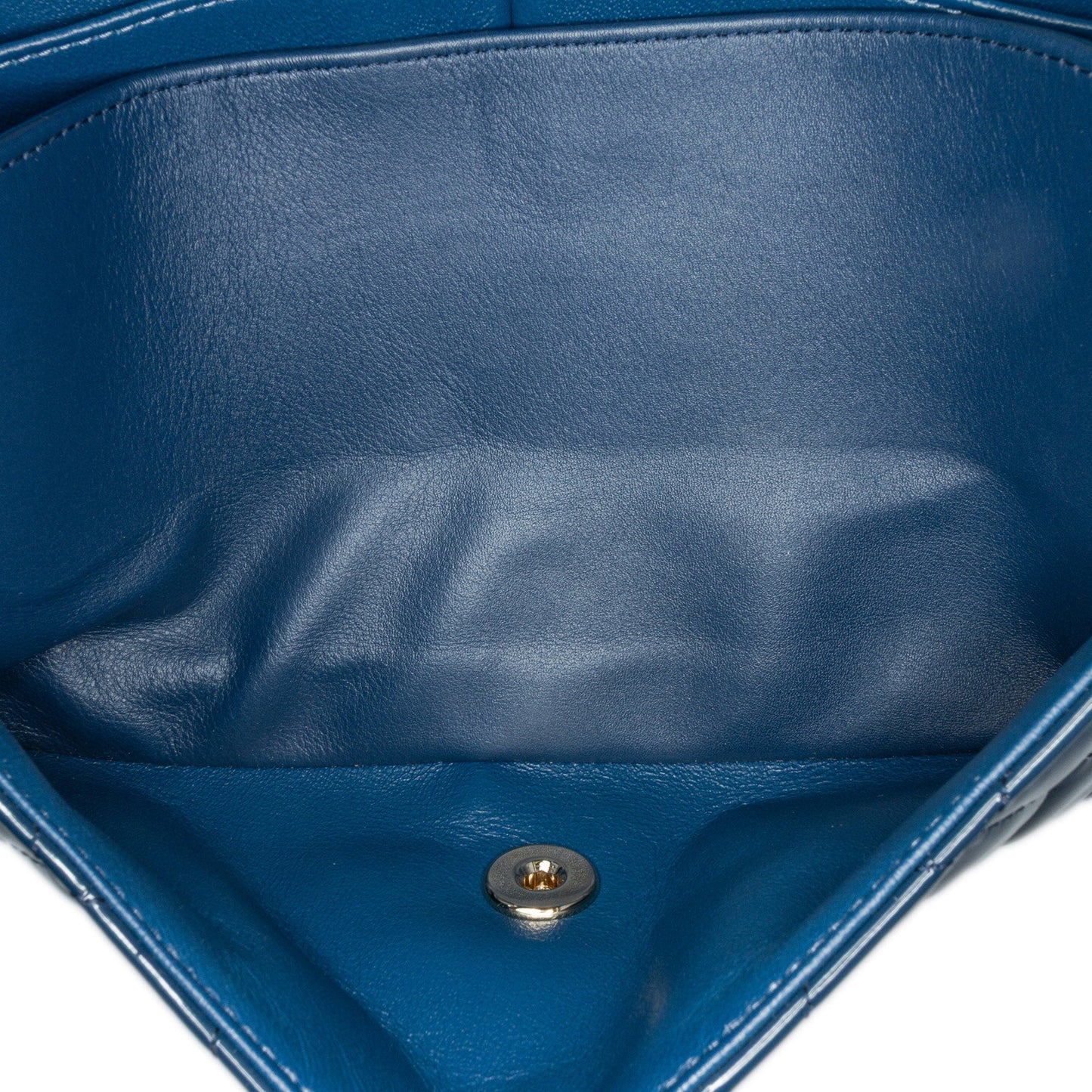 Blue Chanel Medium Classic Patent Double Flap Shoulder Bag