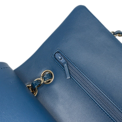 Blue Chanel Medium Classic Patent Double Flap Shoulder Bag