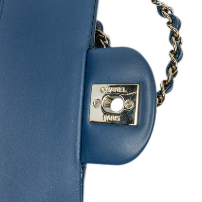 Blue Chanel Medium Classic Patent Double Flap Shoulder Bag