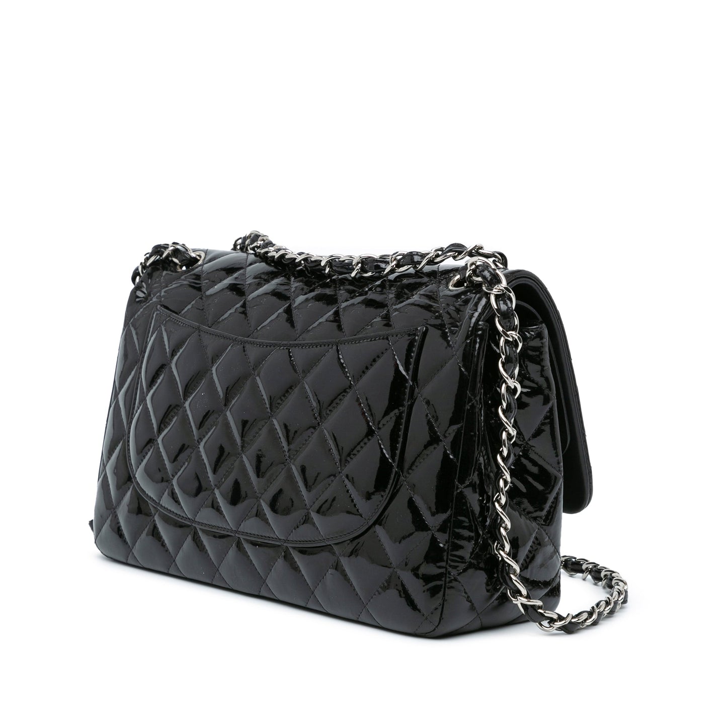 Black Chanel Jumbo Classic Patent Double Flap Shoulder Bag