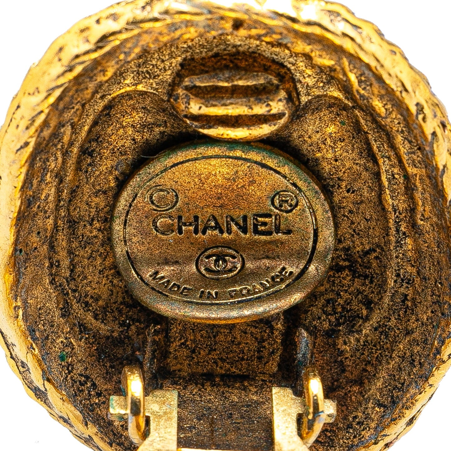 Gold Chanel Gold Plated CC Clip On Earrings