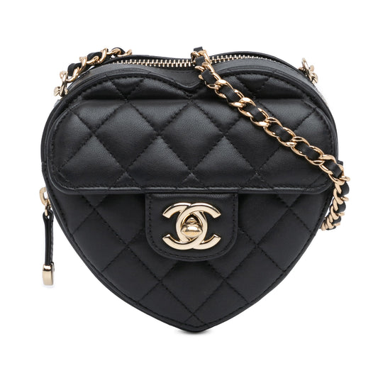 Black Chanel Mini Lambskin CC in Love Heart Crossbody
