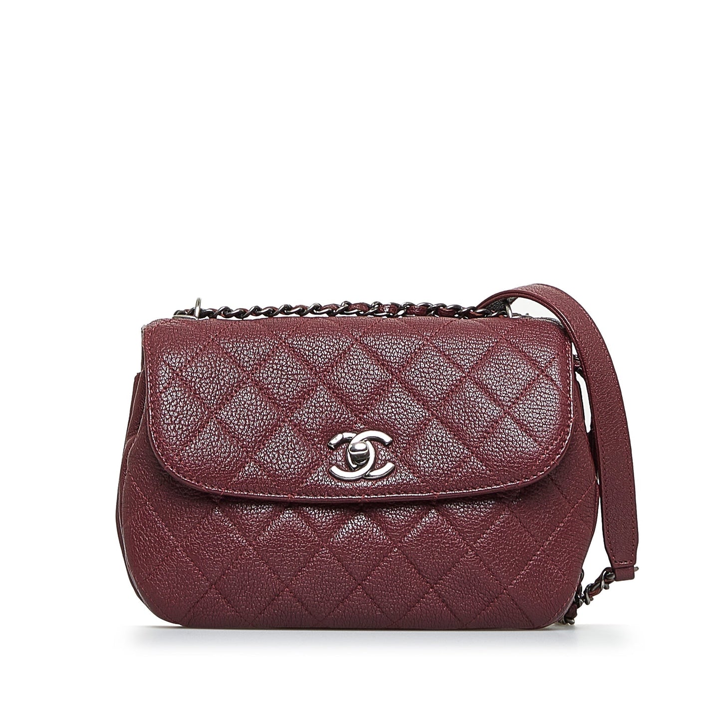 Chanel CC Chain Red Caviar Silver
