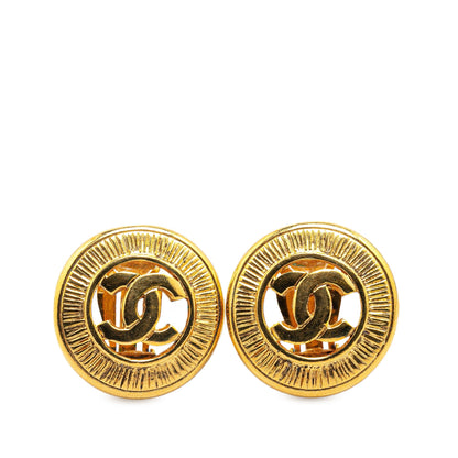 Gold Chanel Gold Plated CC Clip On Earrings
