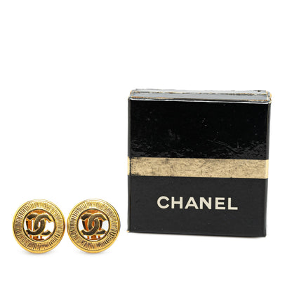 Gold Chanel Gold Plated CC Clip On Earrings