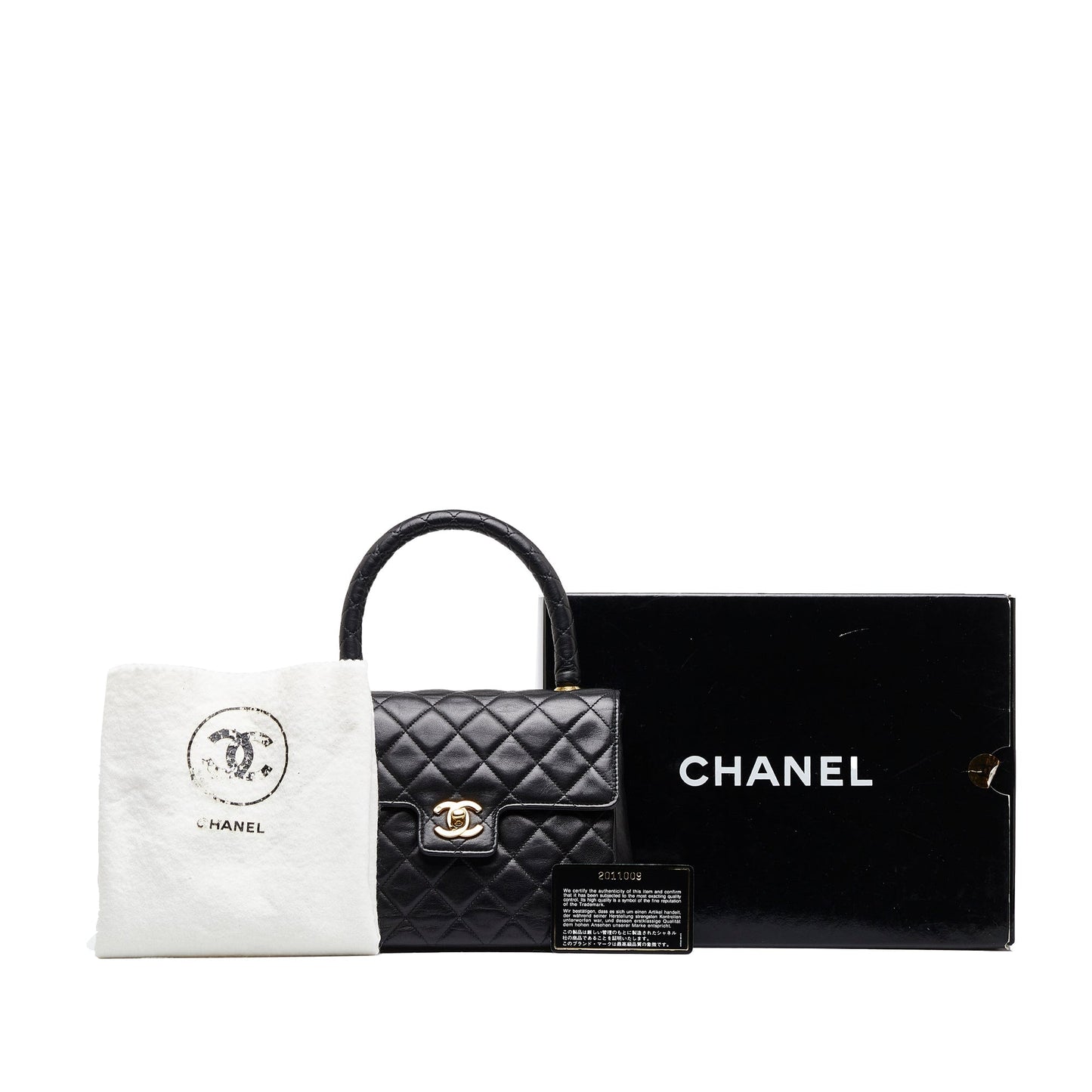 Black Chanel Small Lambskin Kelly Top Handle Bag