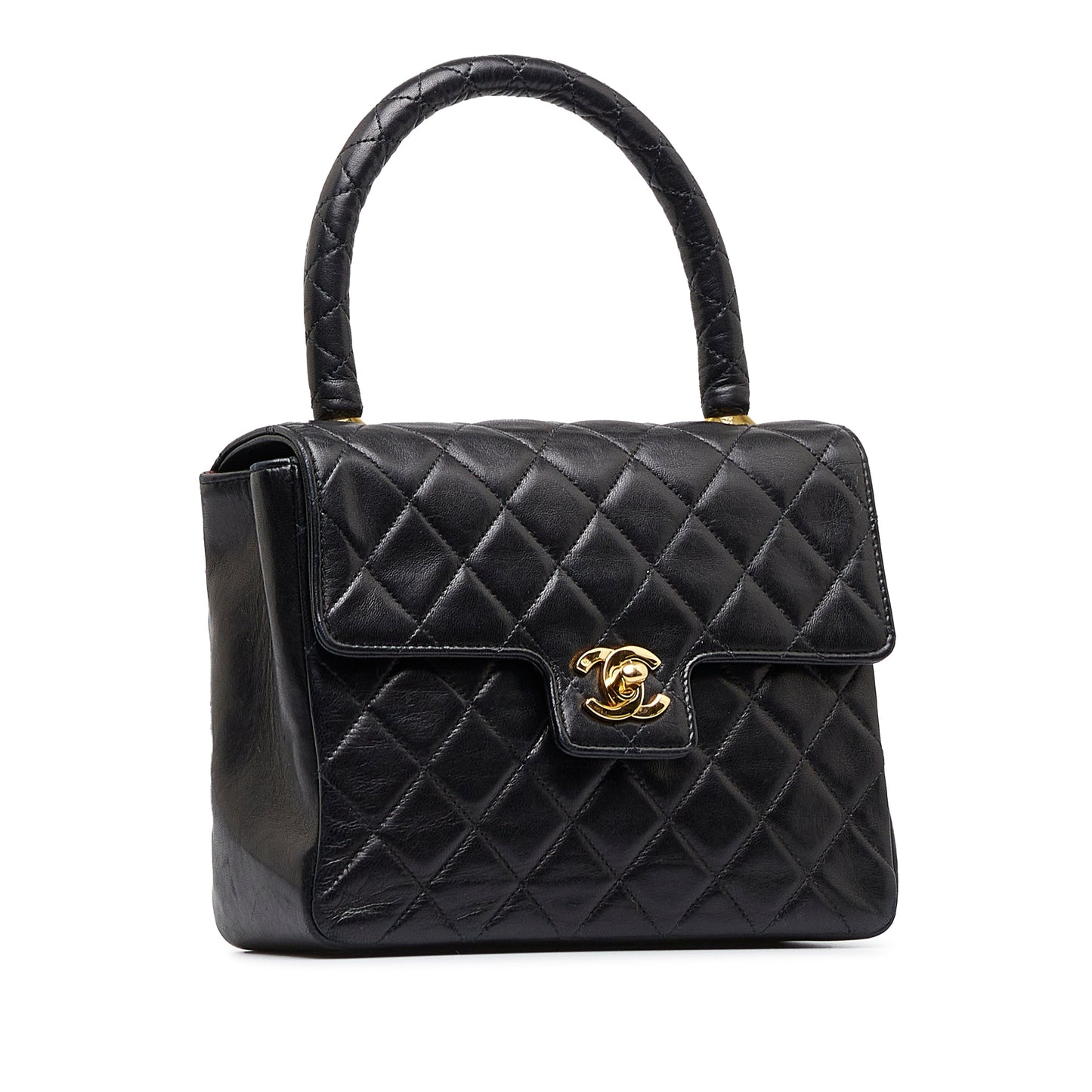 Black Chanel Small Lambskin Kelly Top Handle Bag
