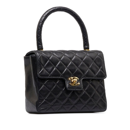 Black Chanel Small Lambskin Kelly Top Handle Bag