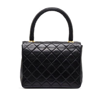 Black Chanel Small Lambskin Kelly Top Handle Bag