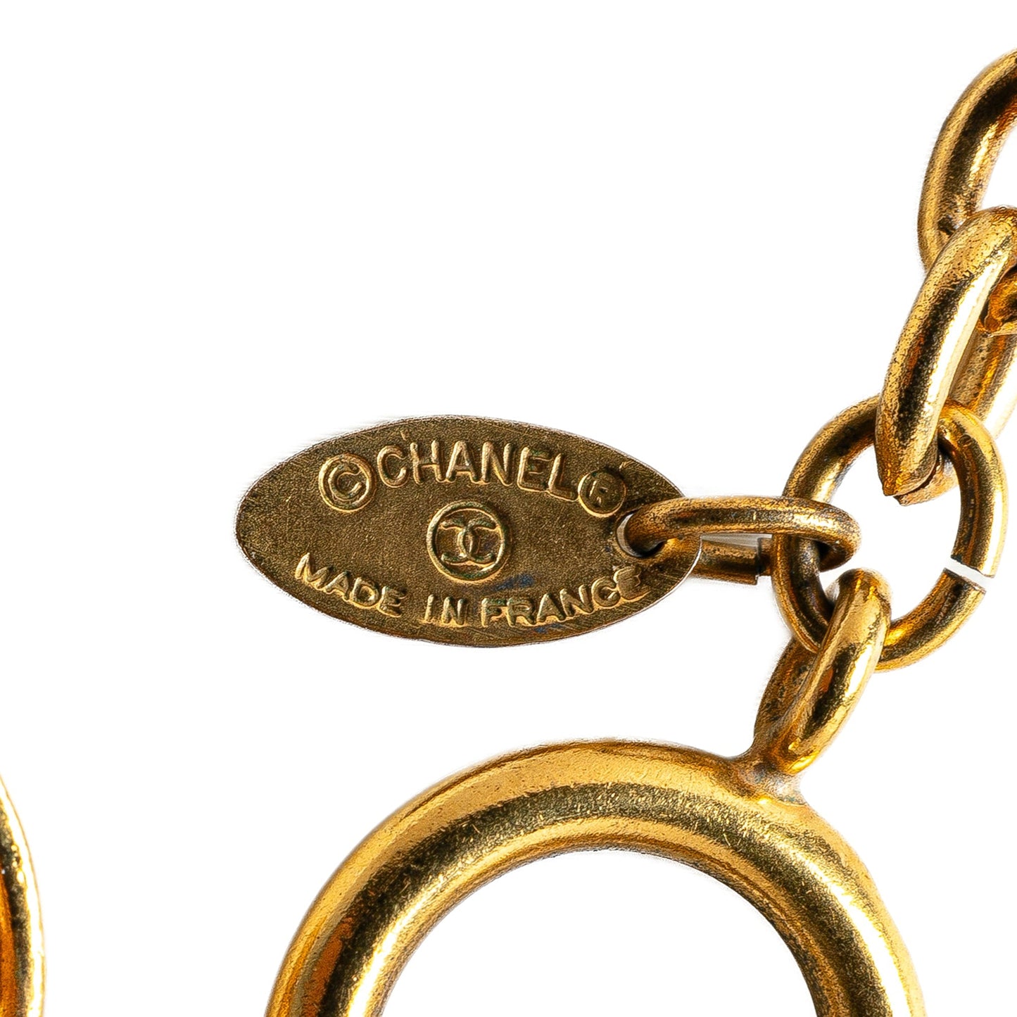 Gold Chanel Gold Plated Quilted CC Pendant Necklace