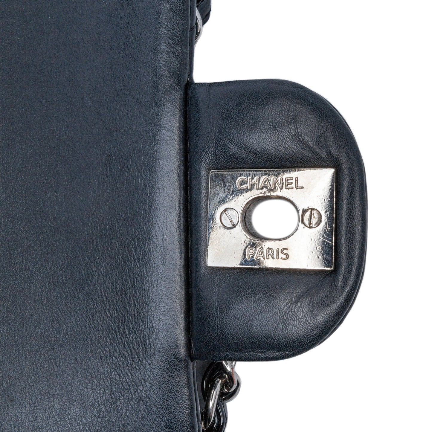 Black Chanel Medium Classic Chevron Patent Double Flap Shoulder Bag