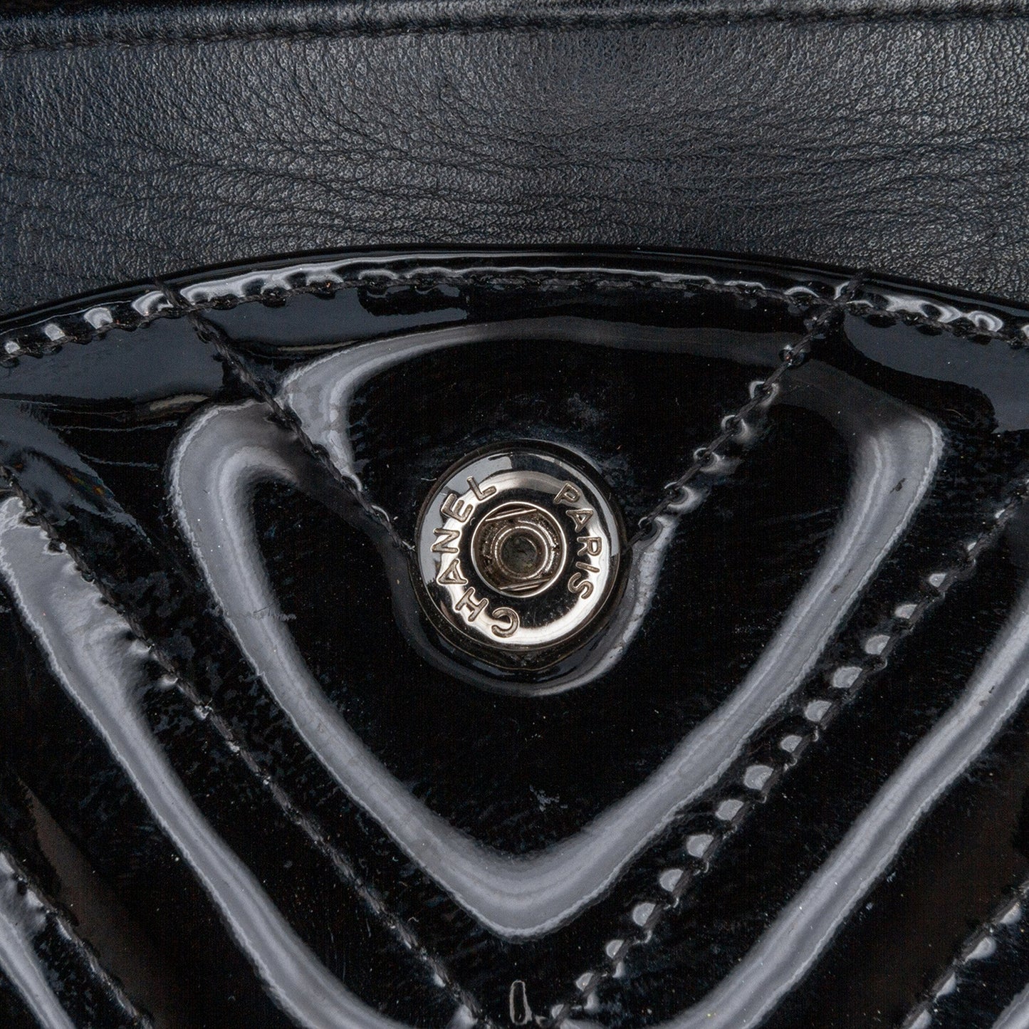 Black Chanel Medium Classic Chevron Patent Double Flap Shoulder Bag