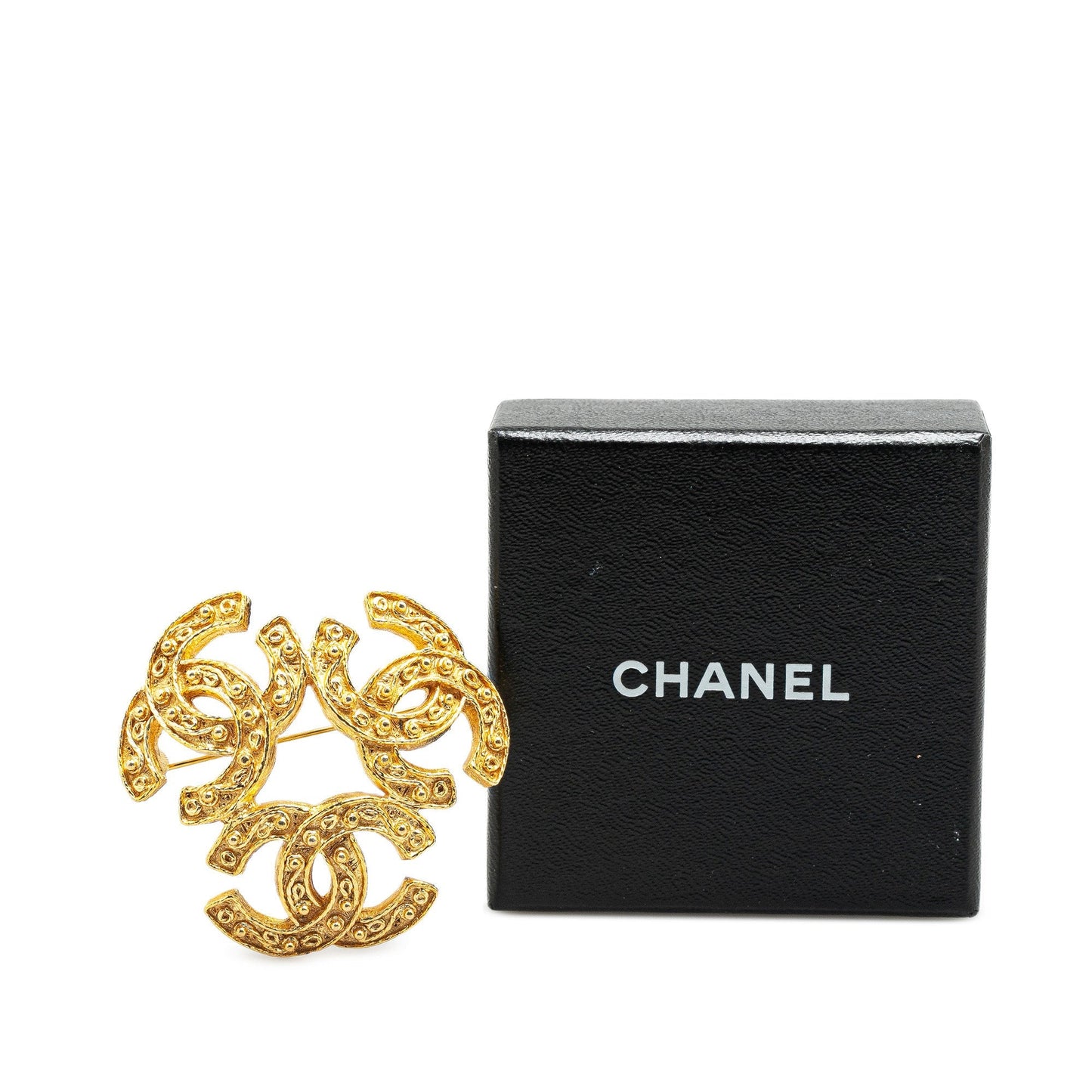 Gold Chanel Gold Plated Triple CC Brooch