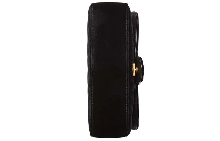 (WMNS) Gucci GG Marmont Gold Logo Velvet Chain Shoulder Messenger Bag Small Black Classic 443497-K4D2T-1000