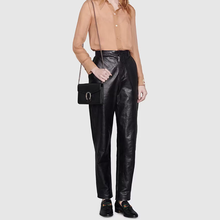 (WMNS) Gucci Dionysus Tiger Head Leather Chain Shoulder Messenger Bag Mini Black 401231-CAOGN-8176