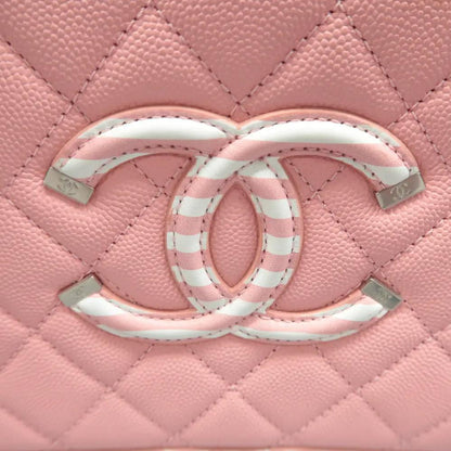 CHANEL Vanity Case Filigree CC Medium Caviar Quilted Shoulder Bag Pink