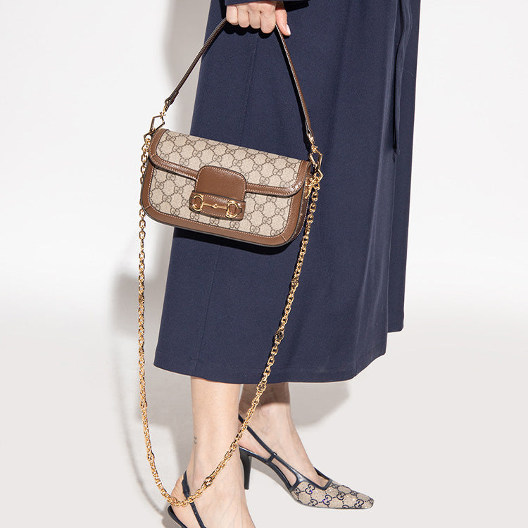 (WMNS) Gucci Horsebit 1955 Shoulder Bag 'Beige Ebony' 735178-92TCG-8563