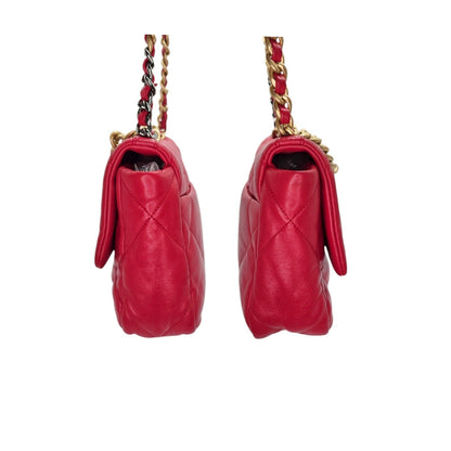 Chanel 19 Lambskin Quilted Medium Flap Bag Red
